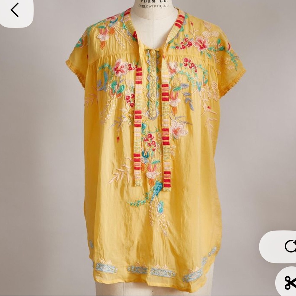 Johnny Was Embroidered Top Size S
